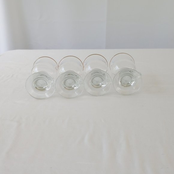 Set of 4 Irish Coffee/Wine/Tea Mugs Clear Glass with Gold Rim & Handles Glass's- - Picture 6 of 12
